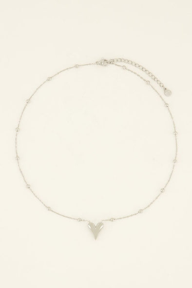 Middellange ketting met hartje - Zilver