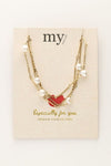 Ketting met drie kettinkjes en parels - Goud