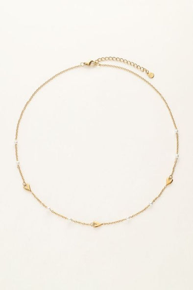 Ketting met hartjes en parels - Goud