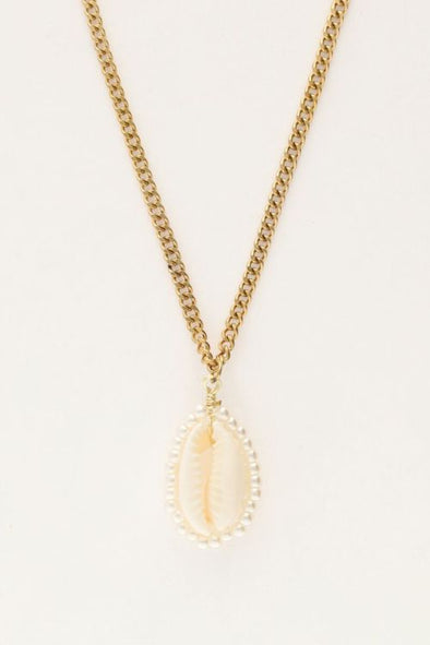 Ketting met schelp en parels - Goud