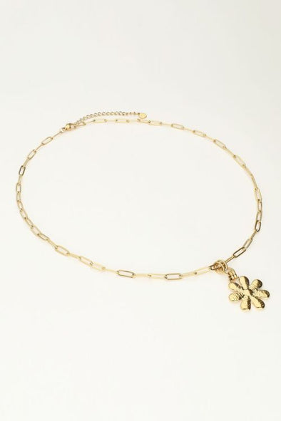 Schakelketting met grote bloem - Goud