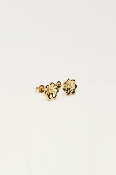 Island studs oorbellen met bloemen - Goud