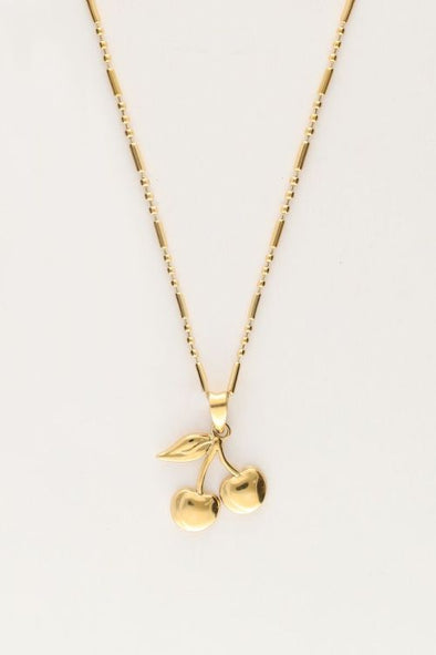 Ketting met bedel kers - Goud