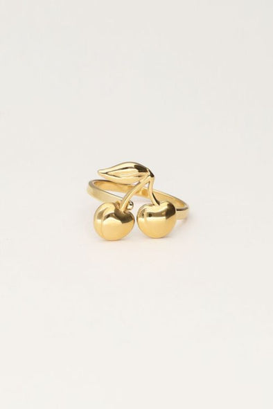 Statement ring met kers - Goud