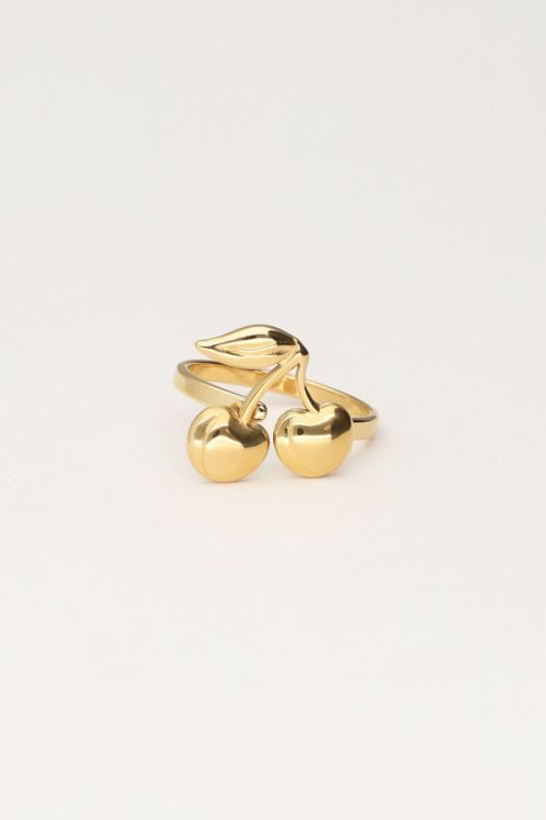 Statement ring met kers - Goud