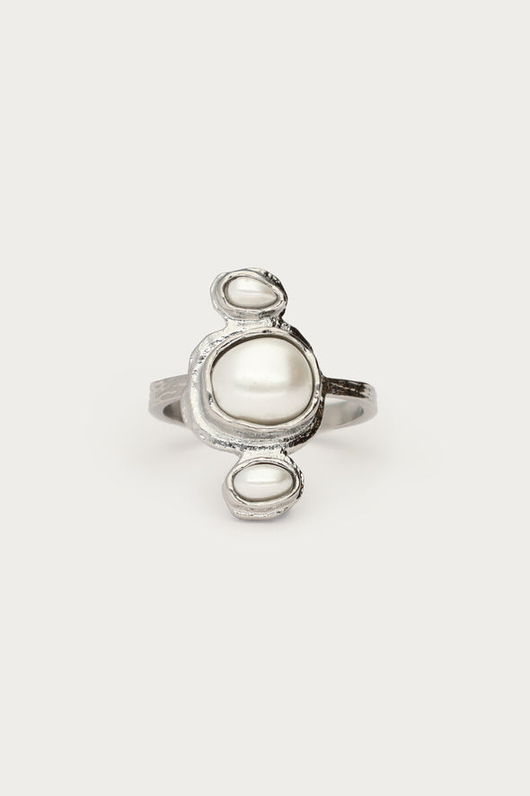 Ring zilver met Verticale stenen - white