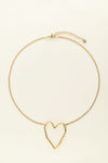 Ketting met groot open hart - Goud