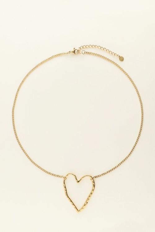 Ketting met groot open hart - Goud