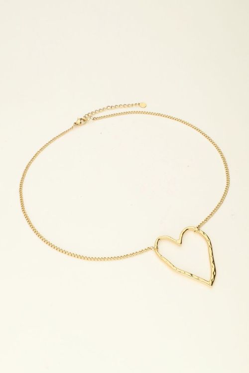 Ketting met groot open hart - Goud