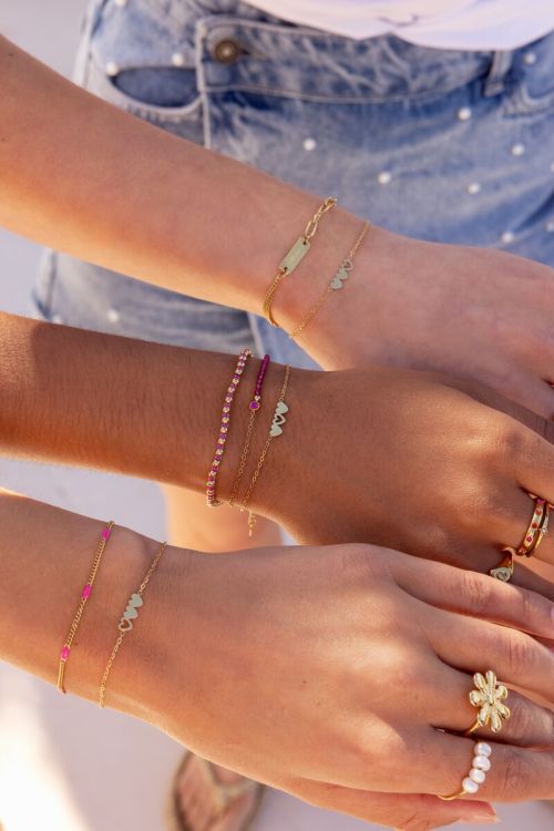 Armbanden set drie hartjes - Goud