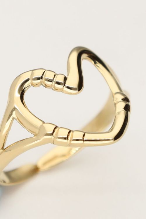 Statement ring met open hart - Goud