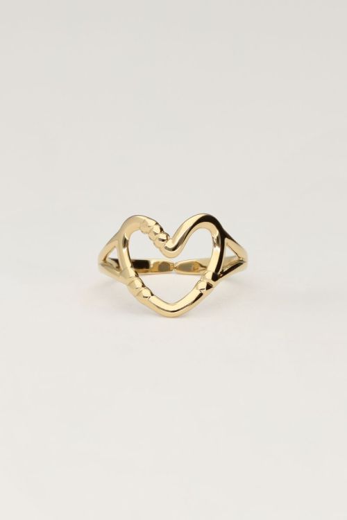 Statement ring met open hart - Goud