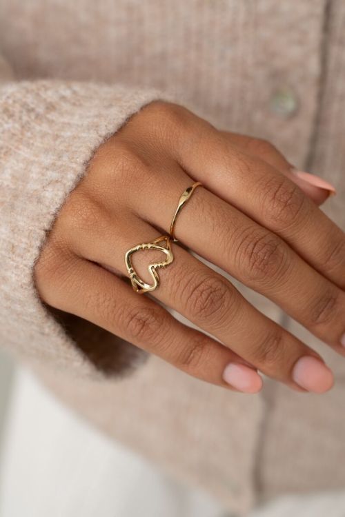 Statement ring met open hart - Goud