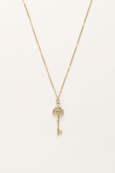 Vintage minimalistische ketting met sleutel - Goud