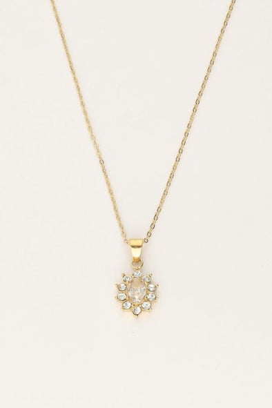 Vintage ketting met transparante strass - Goud