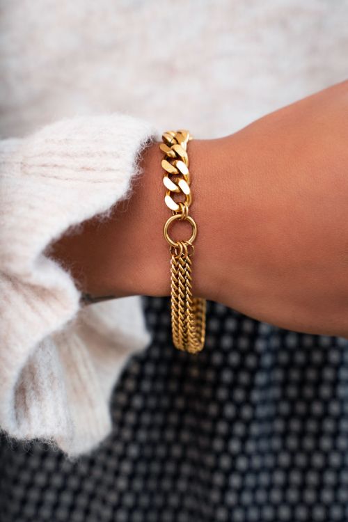 Schakelarmband smal & breed - Goud
