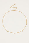 Ketting vijf strass steentjes - Goud