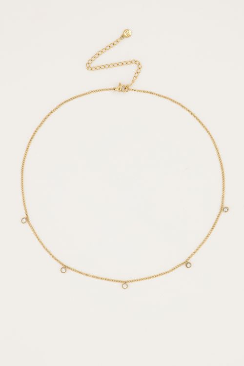 Ketting vijf strass steentjes - Goud