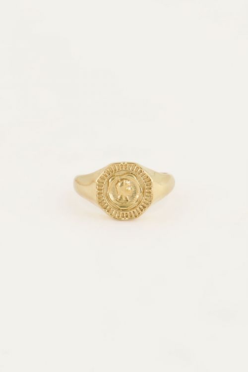 Ring vintage look zegelring - Goud