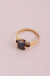 Vintage statement ring zwart kristal - Goud